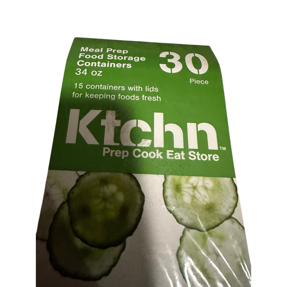 ktchn 30 piece meal prep food storage containers‎ 34 oz 15 containers 15 lids - Picture 2 of 5